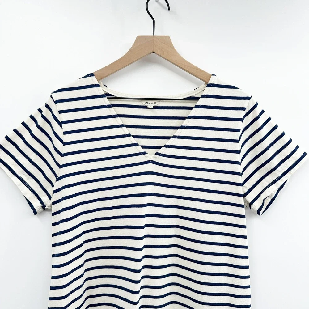 Madewell Relaxed Tee Dress in Yorktown Stripe Nautical in NavyCream Size‎ M